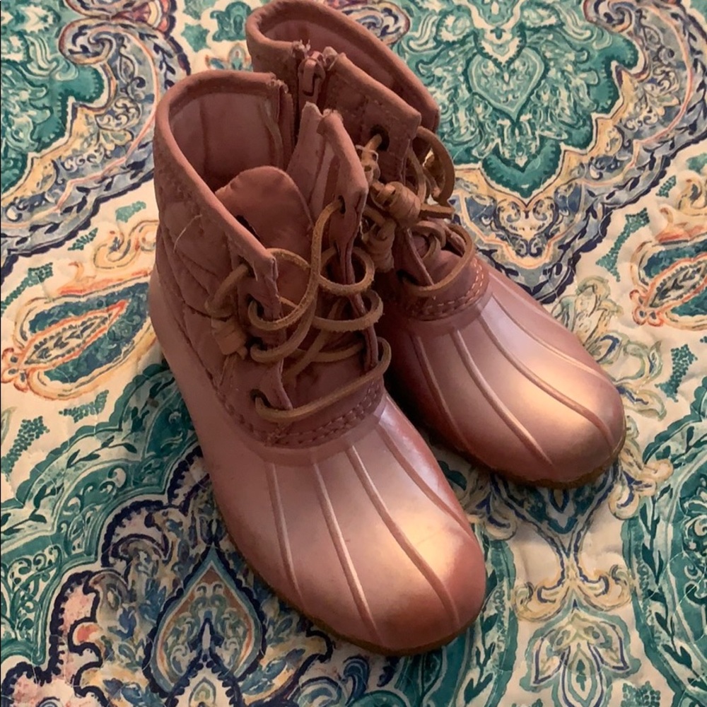 Pink duck boots